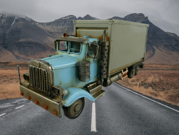 Retro Truck grau/blau Antik Eisen L.29x12cm