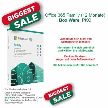 Office-Software Microsoft Office 365 Family PKC, Abonnement, 6 User